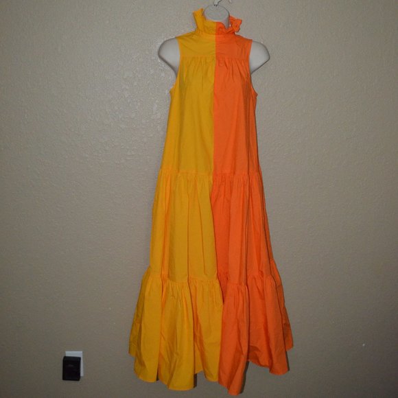 NWT XXS  Christopher John Rogers Yellow Orange Sleeveless Maxi Dress - Picture 2 of 8